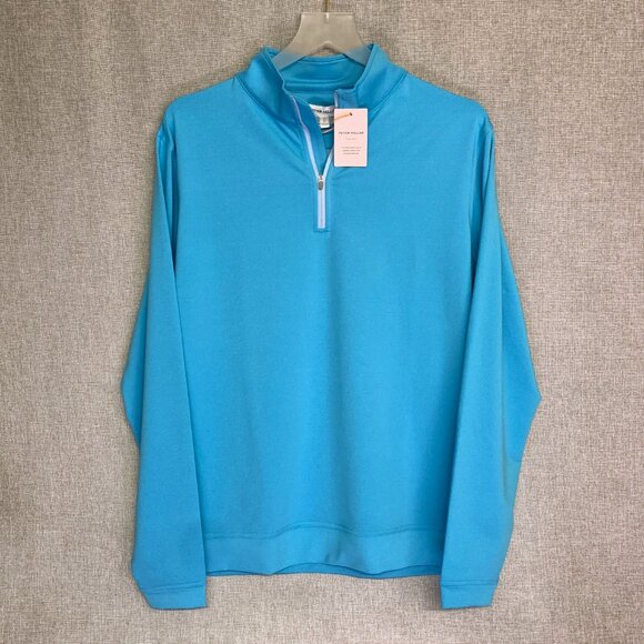 PETER MILLAR Perth Mélange Performance Quarter-Zip Color CRRBN Size MED - NWT - Picture 1 of 5